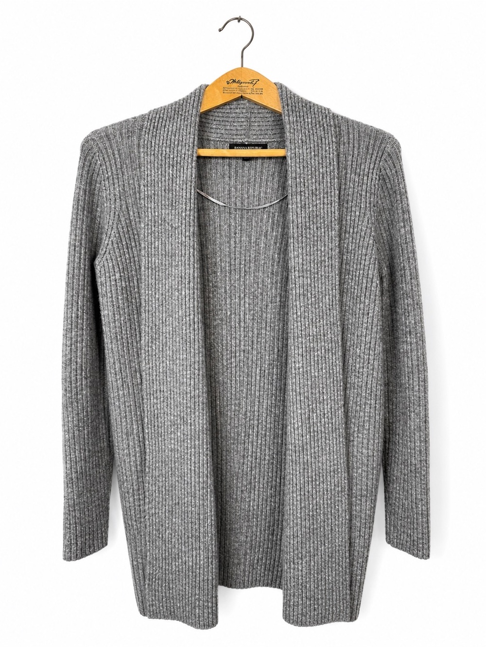 Banana Republic Duster Cardigan Sweater Ribbed Knit Size XS Grey Cozy Fall Warm